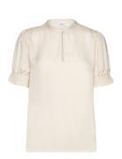 Nunnisz Shirt Tops Blouses Short-sleeved Cream Saint Tropez