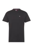 Tjm Slim Rib Detail Tee Tops T-shirts Short-sleeved Black Tommy Jeans