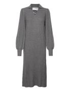 Slfselene Ls Knit Dress B Knelang Kjole Grey Selected Femme