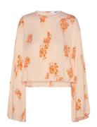 Becky - Falling Flowers Tops T-shirts & Tops Long-sleeved Orange Day B...