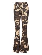 Trousers - Flower Print Bottoms Trousers Flared Multi/patterned Barbar...