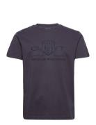 Reg Tonal Shield Ss T-Shirt Tops T-shirts Short-sleeved Black GANT