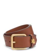 Logo-Keeper Leather Belt Belte Brown Lauren Ralph Lauren
