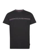 Stripe Chest Tee Tops T-shirts Short-sleeved Black Tommy Hilfiger