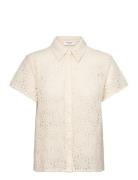 Lace Shirt Tops Shirts Short-sleeved Cream Rosemunde