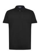 Custom Slim Fit Stretch Mesh Polo Shirt Tops Polos Short-sleeved Black...