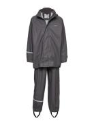 Basic Rainwear Set -Solid Pu Outerwear Rainwear Rainwear Sets Grey CeL...