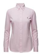Slim Fit Knit Cotton Oxford Shirt Tops Shirts Long-sleeved Pink Polo R...
