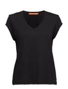 Cc Heart Basic V-Neck T-Shirt Tops T-shirts & Tops Short-sleeved Black...