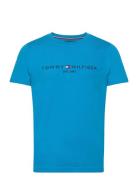 Tommy Logo Tee Tops T-shirts Short-sleeved Blue Tommy Hilfiger
