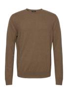 Slhberg Crew Neck B Tops Knitwear Round Necks Brown Selected Homme