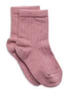 Cotton Rib Socks Sokker Strømper Pink Mp Denmark
