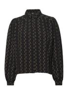 Onlnova Lux L/S Emma Shirt Aop Ptm Tops Shirts Long-sleeved Black ONLY