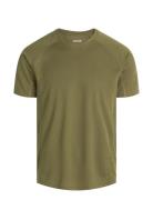 Mens Sports T-Shirt Sport T-shirts Short-sleeved Khaki Green ZEBDIA