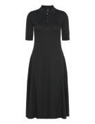 Cotton-Blend Polo Dress Knelang Kjole Black Lauren Ralph Lauren