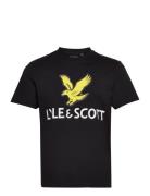 Printed T-Shirt Tops T-shirts Short-sleeved Black Lyle & Scott