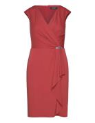 Jersey Cap-Sleeve Cocktail Dress Kort Kjole Red Lauren Ralph Lauren