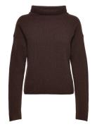 Rib-Knit Wool-Cashmere Mockneck Jumper Tops Knitwear Turtleneck Brown ...