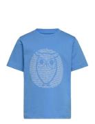 Regular Fit Owl Chest Print - Gots/ Tops T-shirts Short-sleeved Blue K...