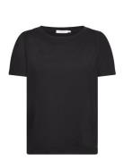 T-Shirt With Pleats Tops T-shirts & Tops Short-sleeved Black Coster Co...