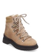 Boots - Flat - With Lace And Zip Vinterstøvletter Med Snøring Beige AN...