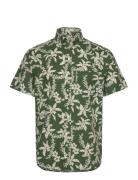 Reg Cotton Linen Palm Ss Shirt Tops Shirts Short-sleeved Green GANT