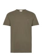 Slim Pique Ss T-Shirt Tops T-shirts Short-sleeved Khaki Green GANT