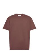 Crew T-Shirt Tops T-shirts Short-sleeved Brown Les Deux