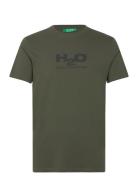 Logo Tee Tops T-shirts Short-sleeved Khaki Green H2O