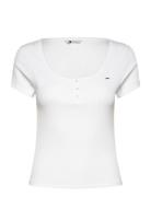 Tjw Slim Henley Top Ss Tops T-shirts & Tops Short-sleeved White Tommy ...