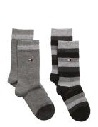 Th Kids Basic Stripe Sock 2P Sokker Strømper Grey Tommy Hilfiger