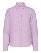 Reg Linen Chambray Shirt Tops Shirts Long-sleeved Purple GANT