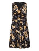 Floral Surplice Jersey Sleeveless Dress Knelang Kjole Black Lauren Ral...