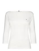 New Cody Slim Boat-Nk 3/4Slv Tops T-shirts & Tops Long-sleeved White T...