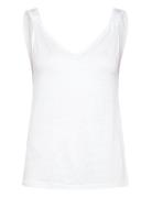 Linen Top With Knotted Straps Tops T-shirts & Tops Sleeveless White Ma...