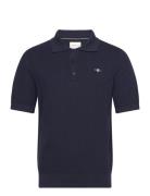 Structured Cotton Ss Polo Polos Short-sleeved Navy GANT