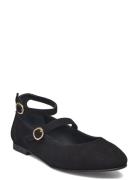 Evelyn Suede Black Leather Ballet Flats Ballerinasko Ballerinaer Black...