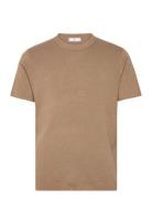 Knit Cotton T-Shirt Tops T-shirts Short-sleeved Brown Mango