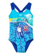 Girls Digital Printed Swimsuit Badedrakt Badetøy Blue Speedo