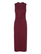 Midi-Dress With Draped Detail Knelang Kjole Burgundy Mango