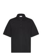 Boxy Polo Shirt Tops Polos Short-sleeved Black Filippa K