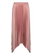 Irregular Pleated Skirt Knelangt Skjørt Pink Mango