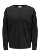 Onslamai Ovz 12 Ls Pocket Crew Knit Tops Knitwear Round Necks Black ON...