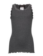 Beatha Silk Top W/ Lace Tops T-shirts Sleeveless Grey Rosemunde Kids