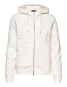 D2. Gant Logo Zip Hoodie Tops Sweat-shirts & Hoodies Hoodies Cream GAN...