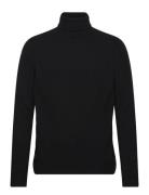 Aknico Solid Roll Neck Lambswool Tops Knitwear Turtlenecks Black Anerk...