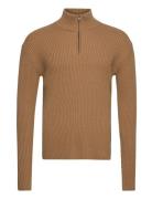 Simbbbilly Zip Knit Tops Knitwear Half Zip Jumpers Beige Bruuns Bazaar