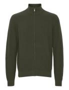 Bhcodford Zipthrough Tops Knitwear Full Zip Jumpers Khaki Green Blend