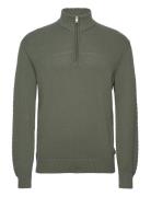 Sdclive Ls2 Tops Knitwear Half Zip Jumpers Khaki Green Solid