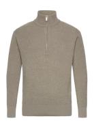 Slhrodney Ls High Neck Half Zip Tops Knitwear Half Zip Jumpers Khaki G...